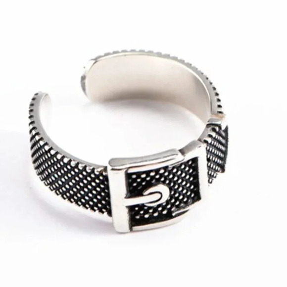 Minimalist 925 Sterling Silver Belt Buckle Ring - Picture 3 of 4